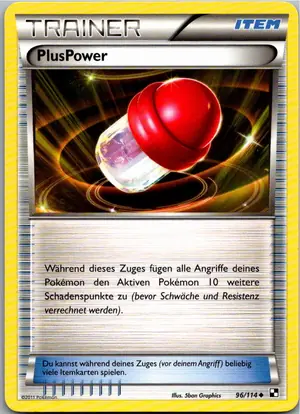 Pokémon-Karte PlusPower 96/114 Schwarz & Weiß