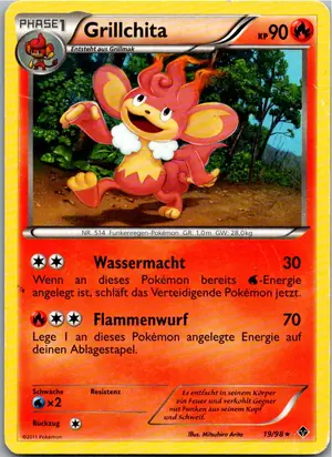 Pokémon-Karte Grillchita 19/98 Aufstreben der Mächtigen