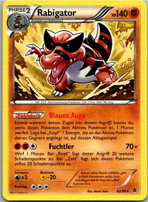 Pokémon-Karte Rabigator 62/98 Aufstreben der Mächtigen