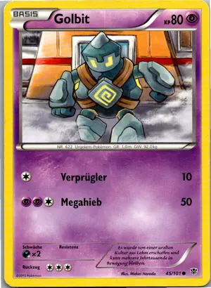 Pokémon-Karte Golbit 45/101 Plasma-Blaster