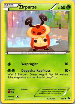 Pokémon-Karte Zirpurze 3/99 Kommende Schicksale