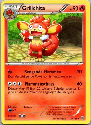 Pokémon-Karte Grillchita 20/135 Plasma-Sturm
