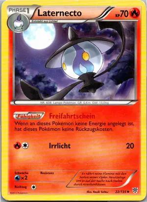 Pokémon-Karte Laternecto 22/135 Plasma-Sturm