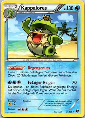 Pokémon-Karte Kappalores 31/135 Plasma-Sturm
