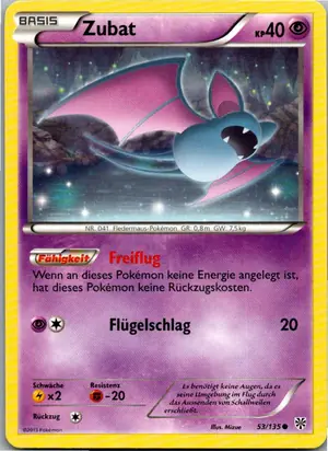 Pokémon-Karte Zubat 53/135 Plasma-Sturm