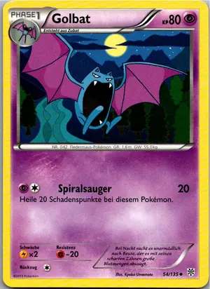 Pokémon-Karte Golbat 54/135 Plasma-Sturm