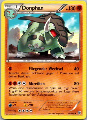 Pokémon-Karte Donphan 72/135 Plasma-Sturm