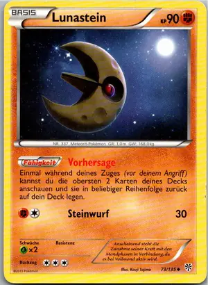 Pokémon-Karte Lunastein 73/135 Plasma-Sturm