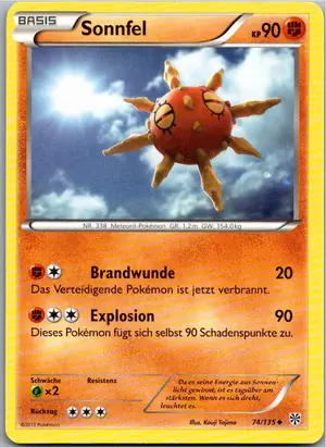 Pokémon-Karte Sonnfel 74/135 Plasma-Sturm