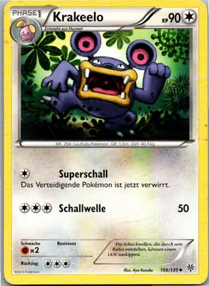Pokémon-Karte Krakeelo 106/135 Plasma-Sturm