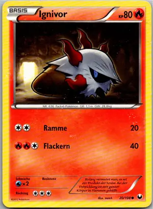 Pokémon-Karte Ignivor 20/108 Erforscher der Finsternis