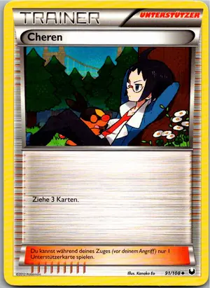 Pokémon-Karte Cheren 91/108 Erforscher der Finsternis
