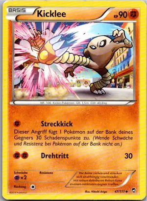 Pokémon-Karte Kicklee 47/111 Fliegende Fäuste
