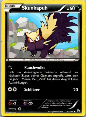 Pokémon-Karte Skunkapuh 53/106 Flammenmeer