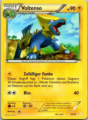 Pokémon-Karte Voltenso 13/30 XY trainer Kit (Pikachu Libre)