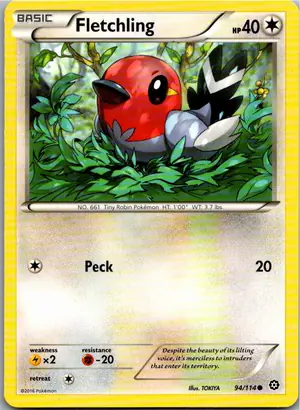 Pokémon-Karte Fletchling Dartiri 94/114 Dampfkessel