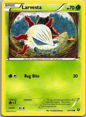 Pokémon-Karte Larvesta Ignivor 14/114 Dampfkessel
