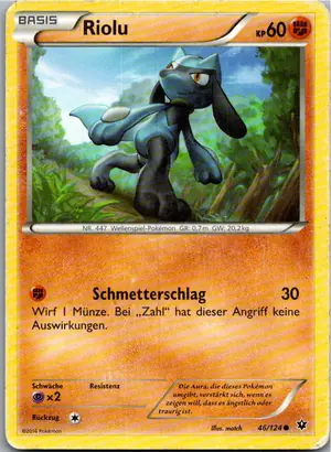 Pokémon-Karte Riolu 46/124 Schicksalsschmiede