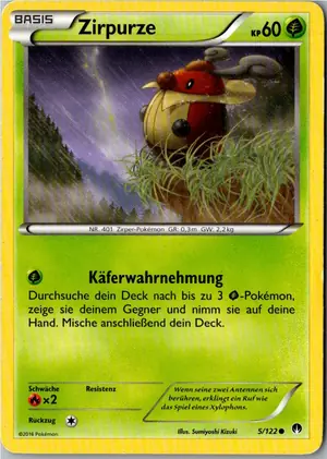 Pokémon-Karte Zirpurze 5/122 TURBOfieber