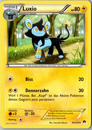 Pokémon-Karte Luxio 45/122 TURBOfieber