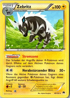 Pokémon-Karte Zebritz 49/122 TURBOfieber