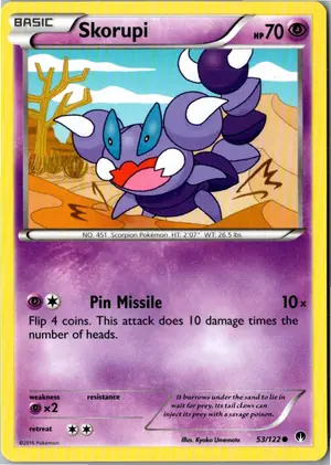 Pokémon-Karte Skorupi Pionskora 53/122 TURBOfieber