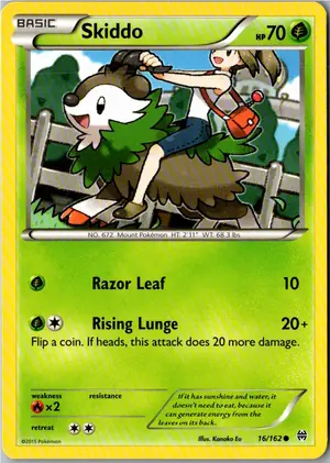 Pokémon-Karte Skiddo Mähikel 16/162 TURBOstart