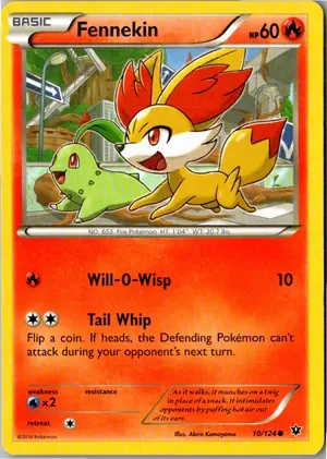 Pokémon-Karte Fennekin Fynx 10/124 Schicksalsschmiede