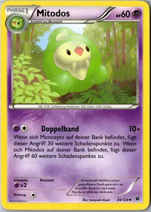 Pokémon-Karte Mitodos 34/124 Schicksalsschmiede