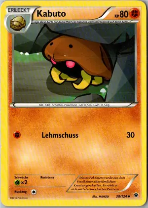 Pokémon-Karte Kabuto 38/124 Schicksalsschmiede