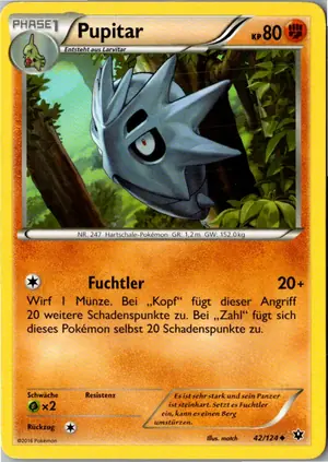 Pokémon-Karte Pupitar 42/124 Schicksalsschmiede