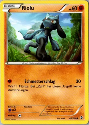 Pokémon-Karte Riolu 46/124 Schicksalsschmiede