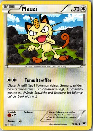 Pokémon-Karte Mauzi 74/124 Schicksalsschmiede