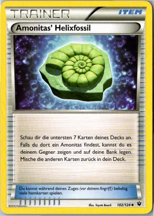 Pokémon-Karte Amonitas Helixfossil 102/124 Schicksalsschmiede