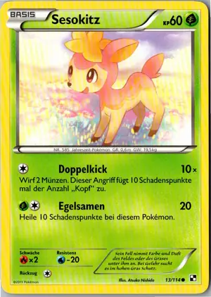 Pokémon-Karte Sesokitz 13/114 Schwarz & Weiß