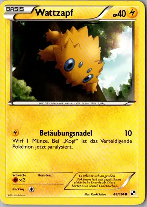 Pokémon-Karte Wattzapf 44/114 Schwarz & Weiß