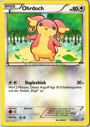 Pokémon-Karte Ohrdoch 87/114 Schwarz & Weiß