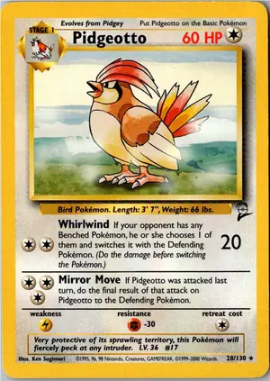 Pokémon-Karte Pidgeotto Tauboga 28/130 Base Set 2