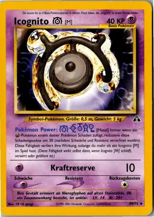 Pokémon-Karte Icognito M 49/75 Neo Entdeckung