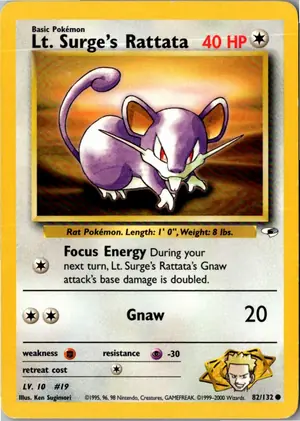 Pokémon-Karte Lt. Surge's Rattata 82/132 Gym Heroes