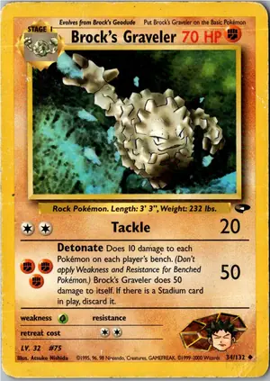 Pokémon-Karte Brock's Graveler 34/132 Gym Challenge