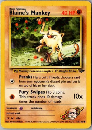 Pokémon-Karte Blaine's Mankey 63/132 Gym Challenge