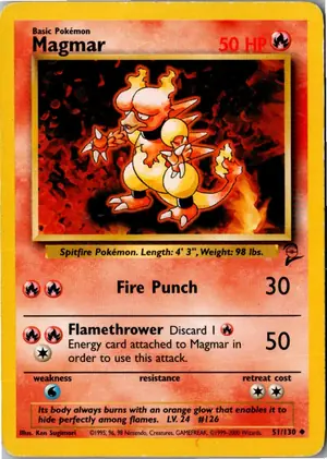 Pokémon-Karte Magmar 51/130 Base Set 2