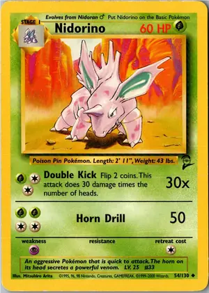 Pokémon-Karte Nidorino 54/130 Base Set 2