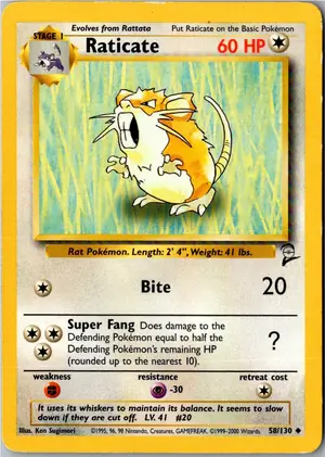 Pokémon-Karte Raticate Rattikarl 58/130 Base Set 2