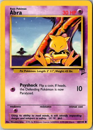 Pokémon-Karte Abra 65/130 Base Set 2